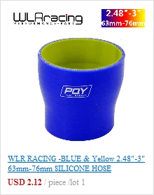 WLR Racing-синий и желтый 3," 76 мм Прямой силиконовый промежуточное турбо охлаждение Впускной трубопроводная муфта шланг с логотипом PQY WLR-SH0030-QY