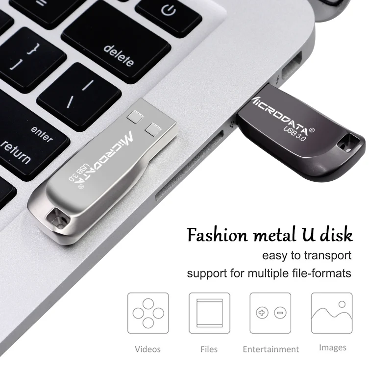 Серебристый/черный металлический USB флеш-накопитель Usb 3 0 64 ГБ 128 высокоскоростной