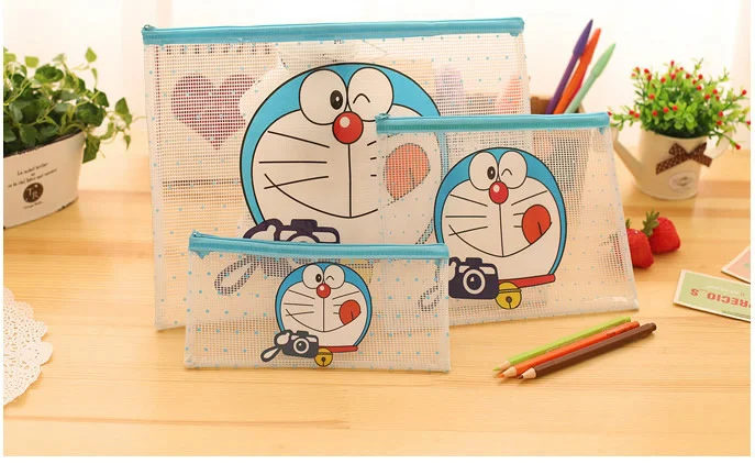 3 шт./компл. корейские канцелярские принадлежности рисунок «Hello Kitty» A4 папка для документов прозрачные молнии Бумага мешок карандаша папка для документов офисные школьные принадлежности, блокноты в B47 - Цвет: Doraemon