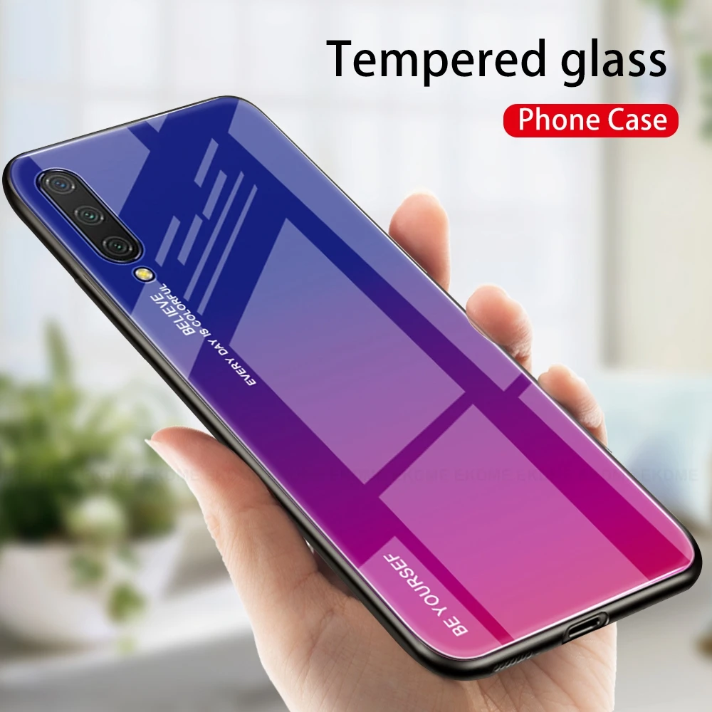Tempered Glass Cases For Xiaomi CC9 Mi Mi9 9 9T Gradient Hard Back Case Soft TPU Frame Pro | Мобильные телефоны и