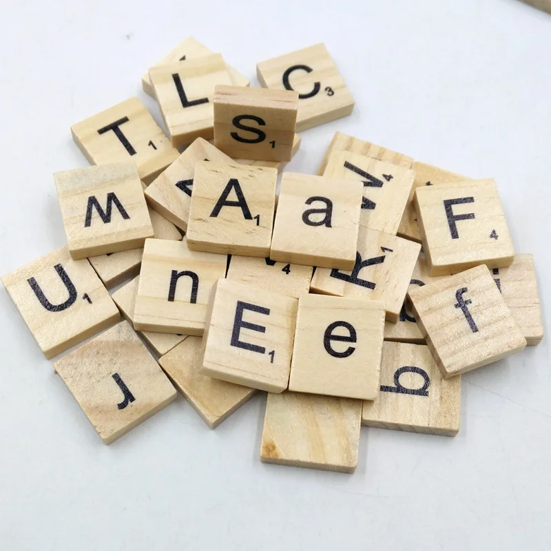 Letters Random 100 шт./компл. английские слова деревянные буквы алфавитная плитка черный царапают буквы и цифры для поделок в лесу - Цвет: Letters Random