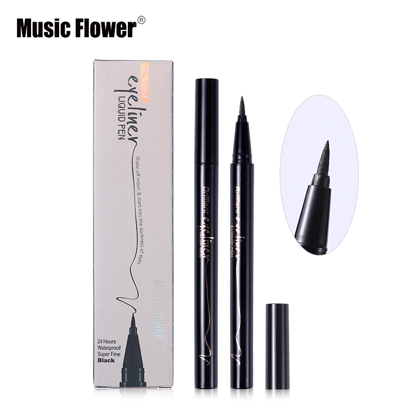 Music Flower макияж глаз матовый шелковистый карандаш-подводка для глаз жидкая Черная Подводка для глаз, Водонепроницаемый быстросохнущая натуральный супер тонкий комплект шлангов инструмент