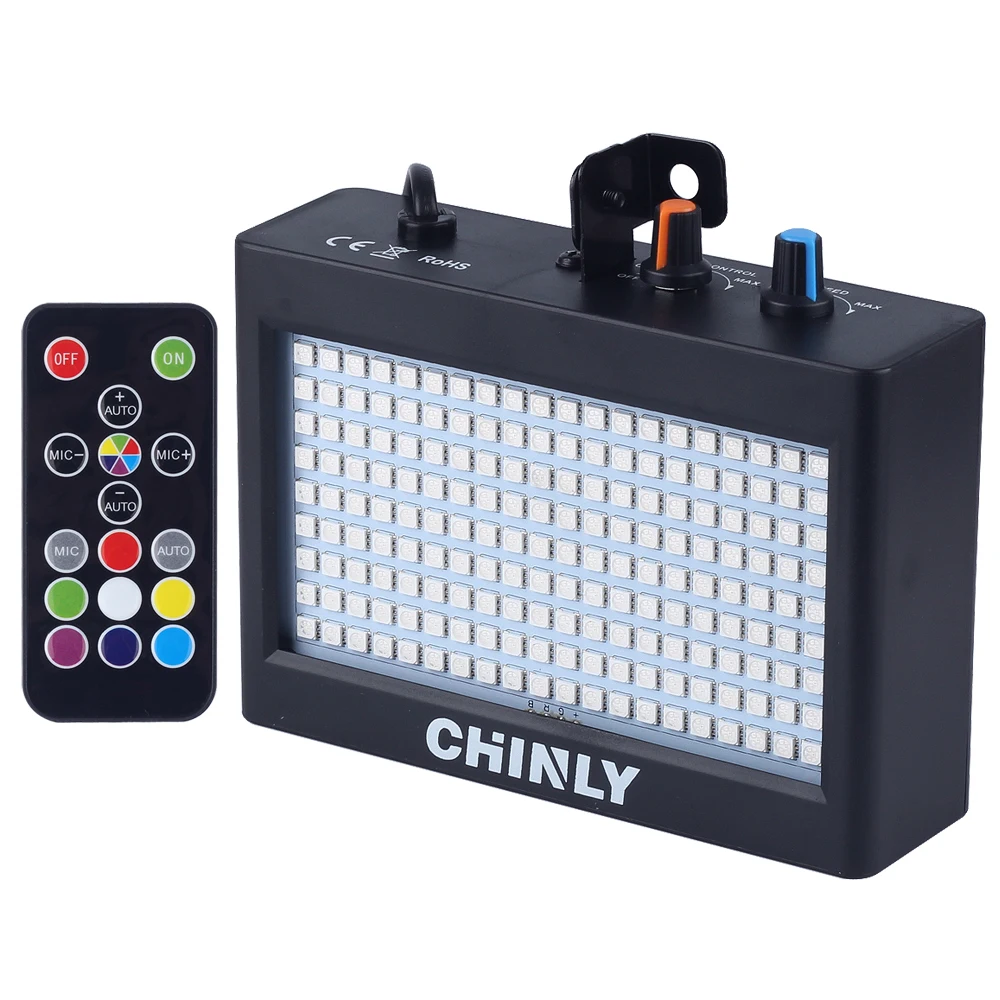 CHINLY 180 светодиодов стробоскоп вспышка светильник портативный 35 Вт RGB пульт ДУ со звуковым управлением стробоскоп Регулируемая скорость для сцены диско бар вечерние клуб