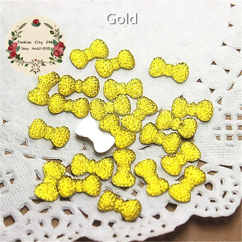 200pcs 12*7mm смесь цветов смолы starry Стразы с бантом плоская спина кабошон DIY nail