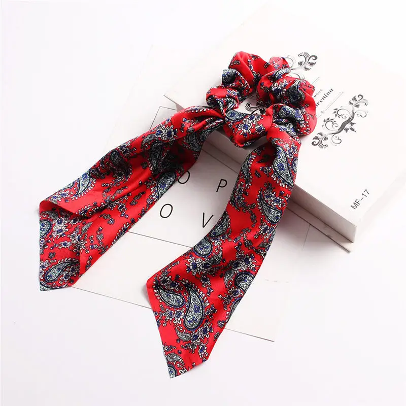 red scrunchie Модные женские резинки для волос с грушами, эластичный платок для волос, резинки для волос,, конский хвост, повязка на голову для девочек, аксессуары - Цвет: red scrunchie