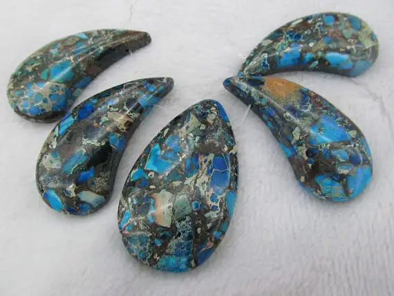 

Blue Jasper 40-60mm 2sets Teardrop pendant beads Snakeskin purple blue red focal Sea sediment jasper Gemstone