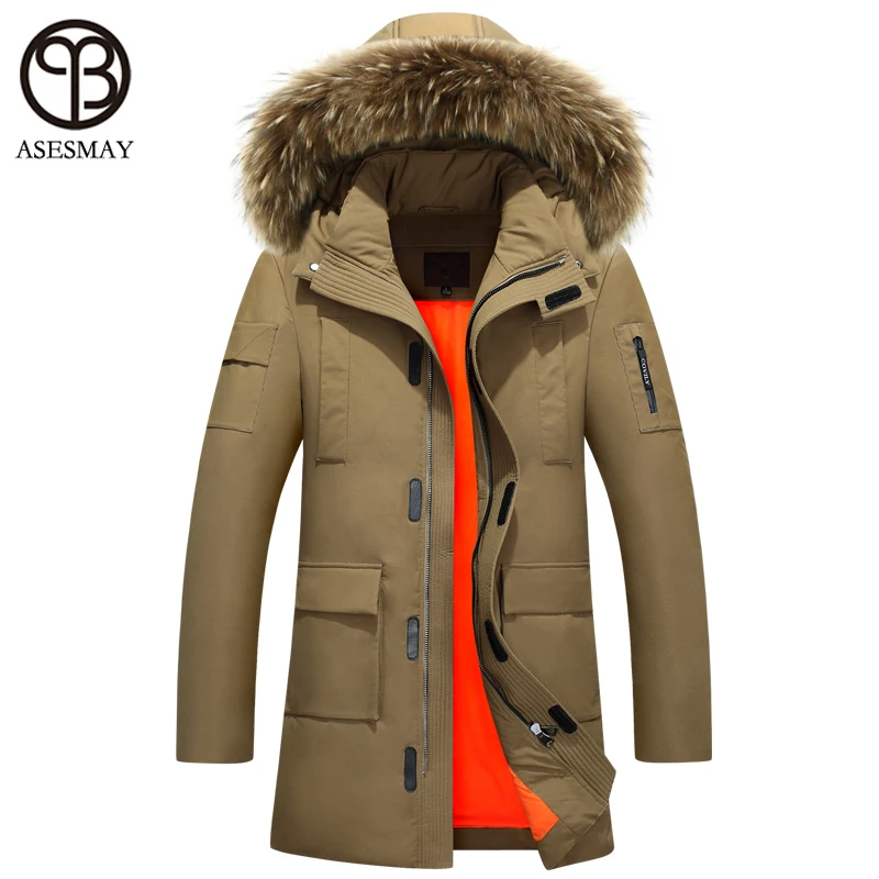 Asesmay зимние куртки 2018 мужские роскошные пуховики пуховая куртка оверсайз парка