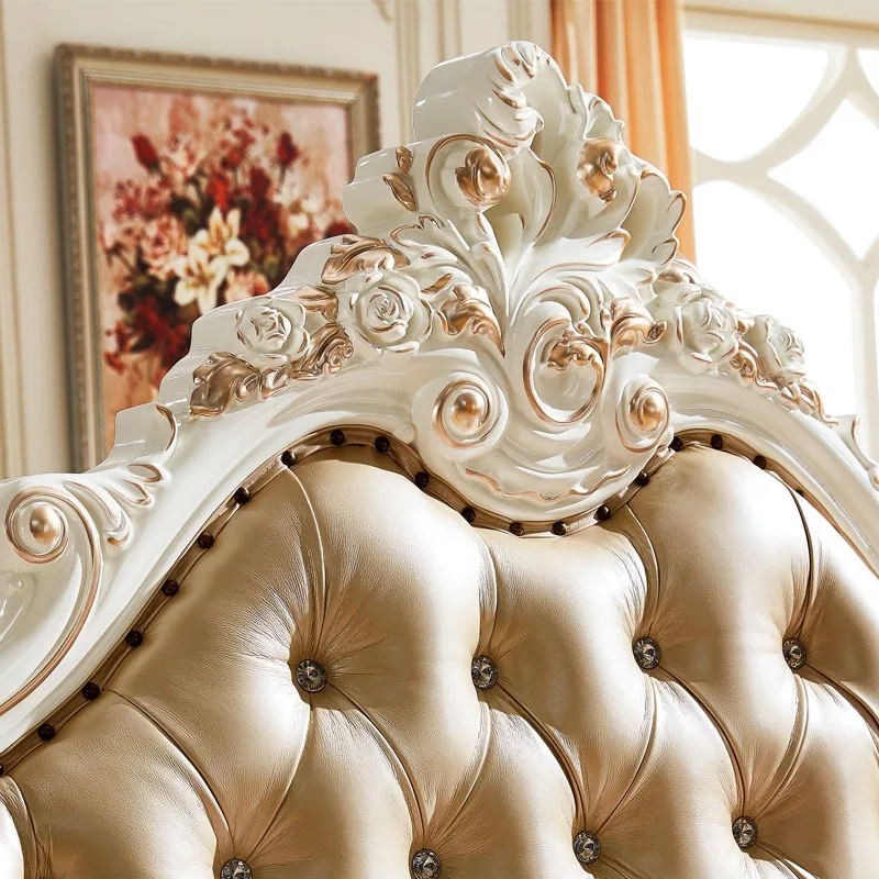 Роскошные спальные комплекты из твердой древесины и кожи барокко|bedroom set|luxury bedroom