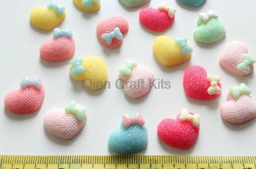

250pcs mixed lovely Matte Pastel heart gem Cabochons 20mm Cell phone decor, hair clips, embellishment, DIY