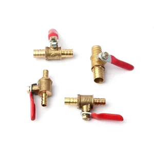 Латунный шаровой мини-клапан с красной ручкой, интерфейсное соединение в форме пагоды, трубка для аквариума, медное соединение, 10 шт., 681012 мм