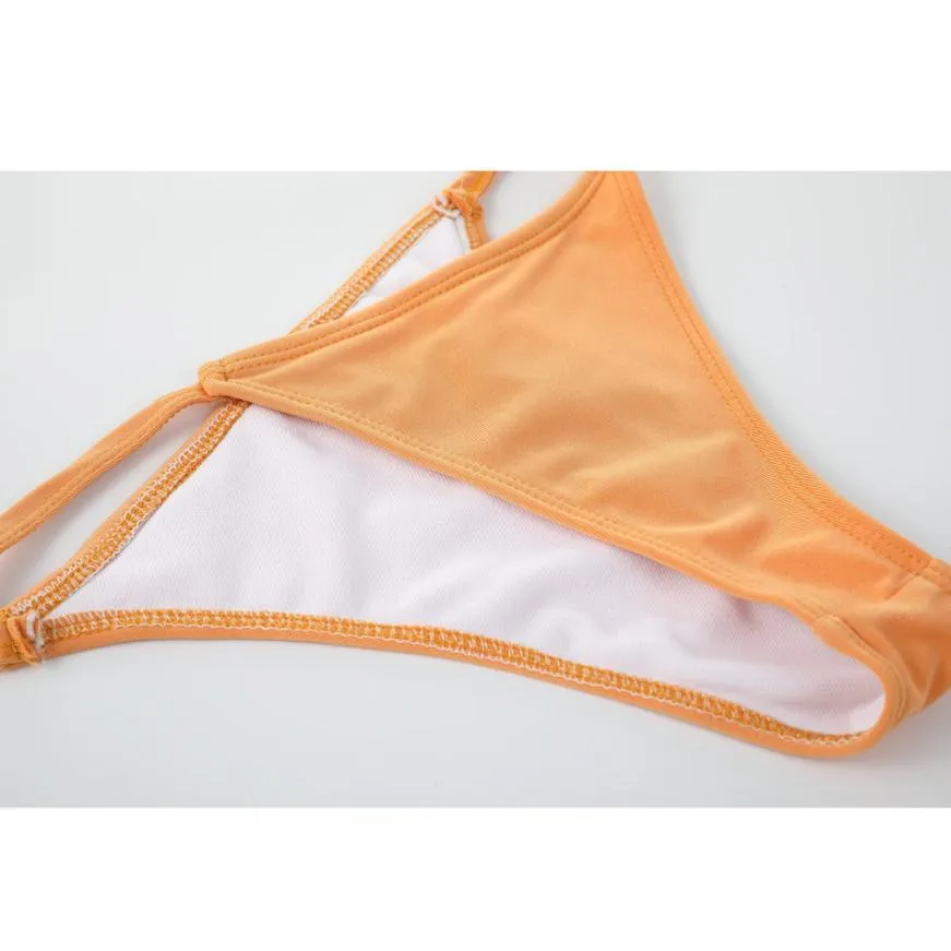 Женский летний купальник однотонный бикини комплект из двух предметов пляжный