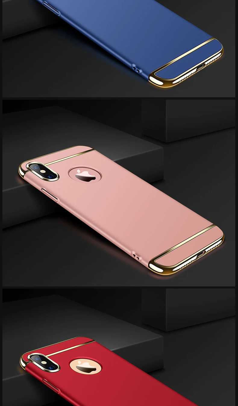 Роскошный Золотой Жесткий Чехол для iPhone 11 Pro 5 5S SE X задняя крышка Xs Max XR Съемный 3 в 1 Fundas чехол для iPhone 8 7 6 6s Plus сумка