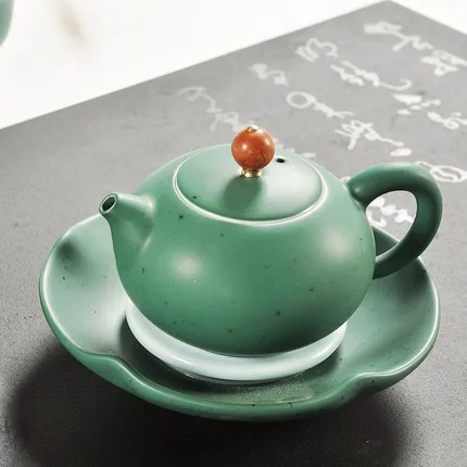 Japanese Kung Fu tea ceramic sets colorful glaze green pots cups bowl home Tea table decoration | Кухня столовая и бар