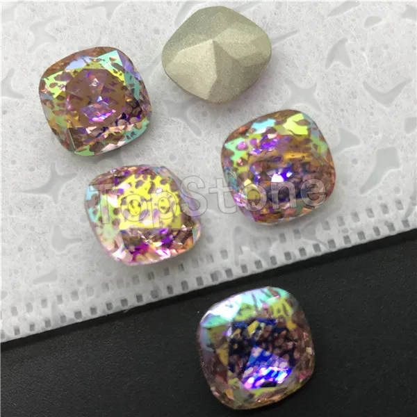 pink TopStone K9 кристалл патина 12 мм стекло классический квадратный Стразы смешанные цвета Pointback жир квадратный камень - Цвет: pink