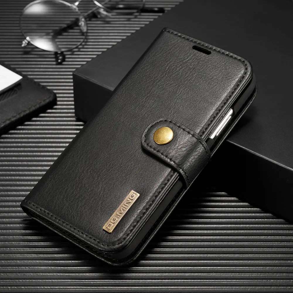 DG. MING для iPhone 11 Pro, кожаный чехол на магните, 2 в 1, чехол-кошелек с отделением для карт, для iPhone 5S, 6 S, 7, 8 Plus, XR, XS, MAX, чехол