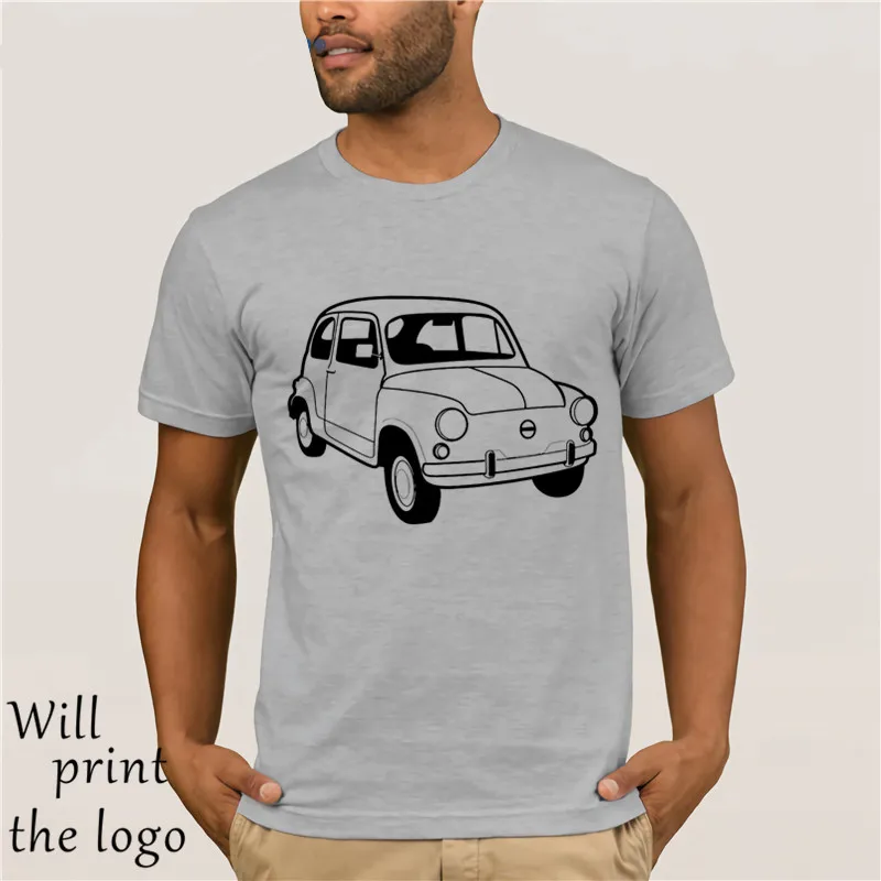 Лучшие продажи мужская футболка Fiat 600 трафарет дизайн для мужчин винтажная ретро