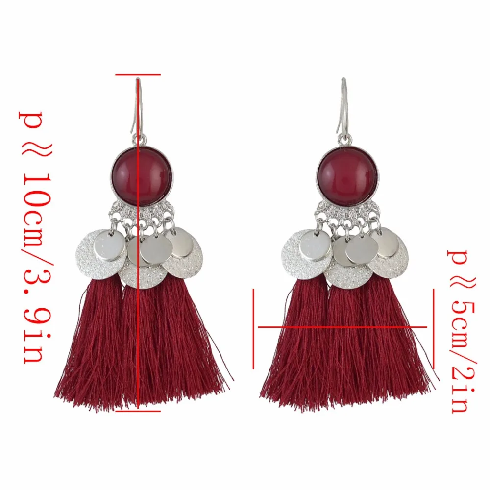 African Woman Tassel Dangle Fringe Earrings Long Ethnic Boho Brincos Party Sequins Earring Cotton Thread boucle d'oreille | Украшения и