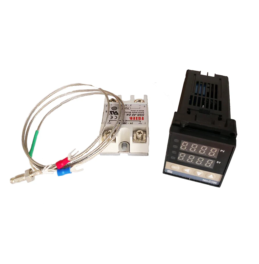 REX-C100 цифровой термостат контроллер температуры PID термометр SSR 40DA твердотельное реле K термопары зонд радиатор