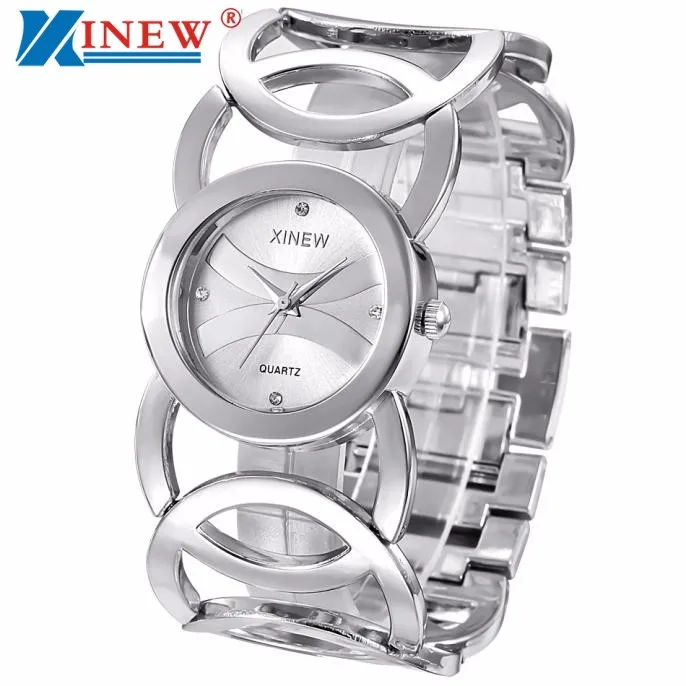 Женские кварцевые часы XINEW стильные наручные из нержавеющей стали с браслетом Reloj