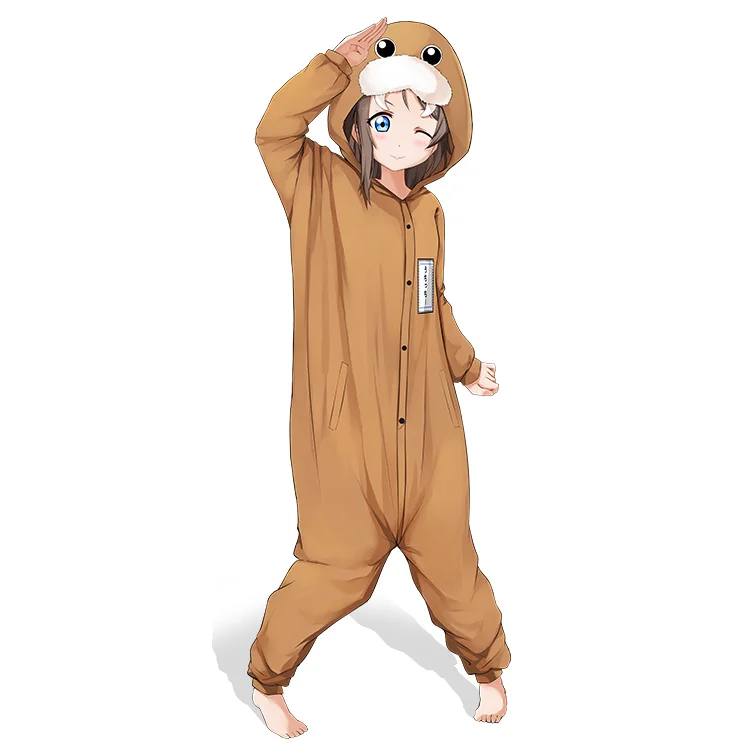Anime LoveLive! Sunshine!! Aqours Flannel Pajamas Kawaii Sea Lion Sleepwear Women Onesie Pyjamas Female Nightwear Home Clothing | Женская