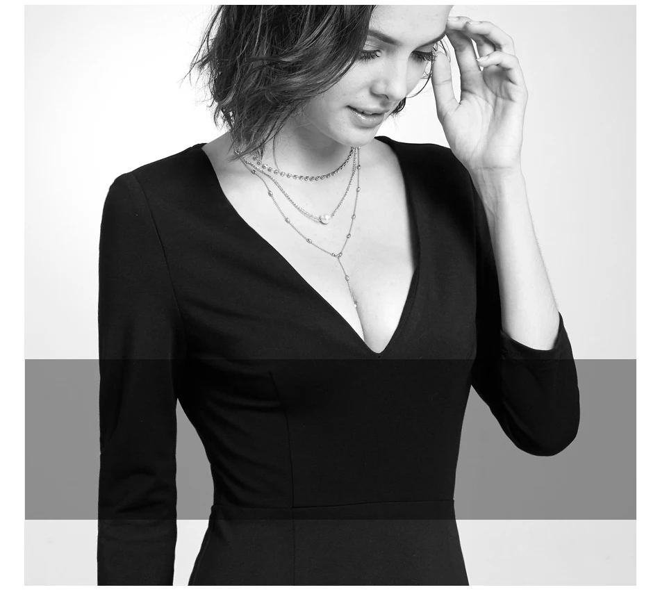 Черное коктейльное платье в стиле Русалочки Ever Pretty AS05941 сексуальное простое платье с v-образным вырезом и рукавом до локтя Коктейльные элегантные платья для вечеринки