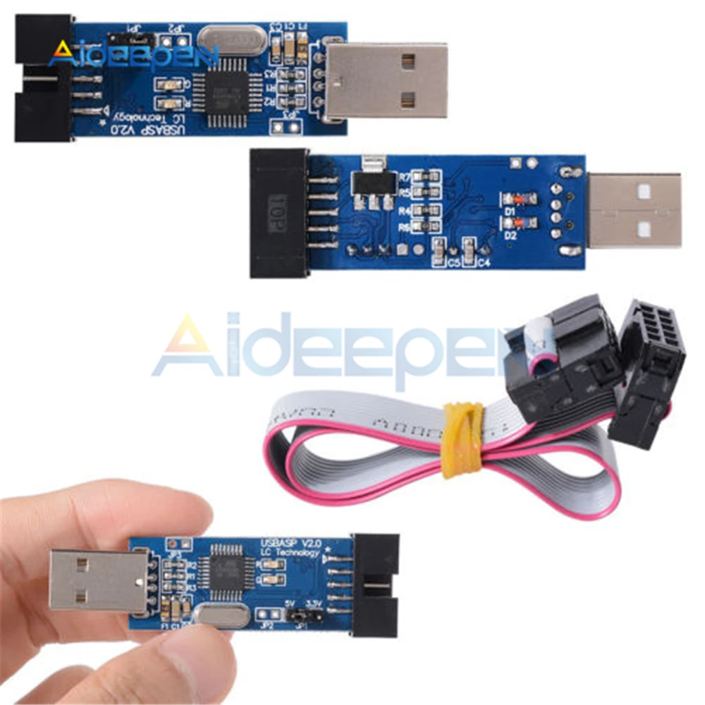 USBASP USBISP AVR программатор USB ISP ASP ATMEGA8 ATMEGA128 10Pin провод Поддержка Win7 64Bit|Детали и