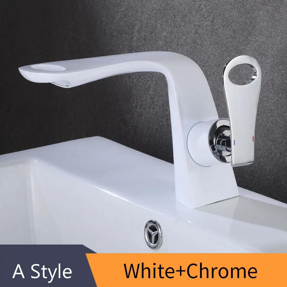 White and Chrome A Смеситель для раковины для ванной комнаты Torneira Para Banheiro, черный кран для раковины, кран на бортике Grifo Lavabo, смеситель для горячей и холодной воды, кран 855771 - Цвет: White and Chrome A