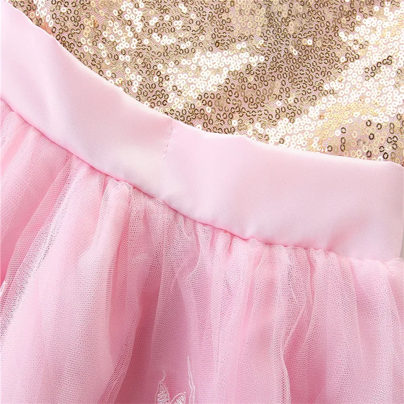 Pink Princess Gold Sequins Baby Dress for Girl Baptism Christening 1st Birthday Party Newborn Gift Infant Tutu Girls Gown D20 | Детская