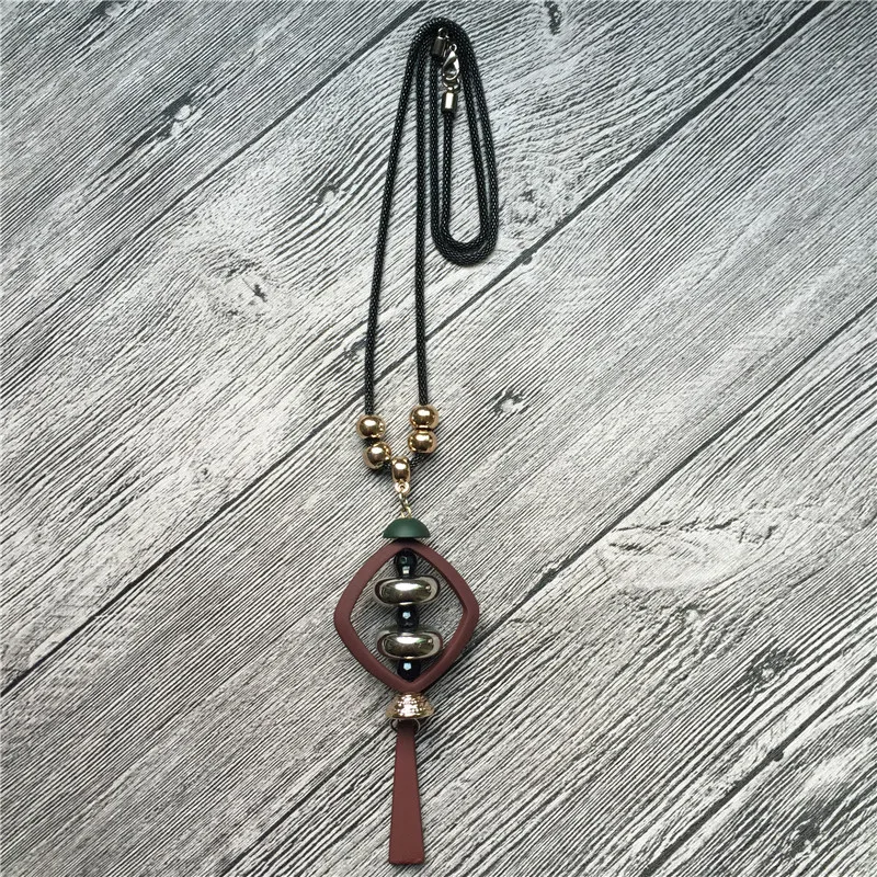 Длинное ожерелье новинка 2018 винтажное из бисера с геометрическим дизайном