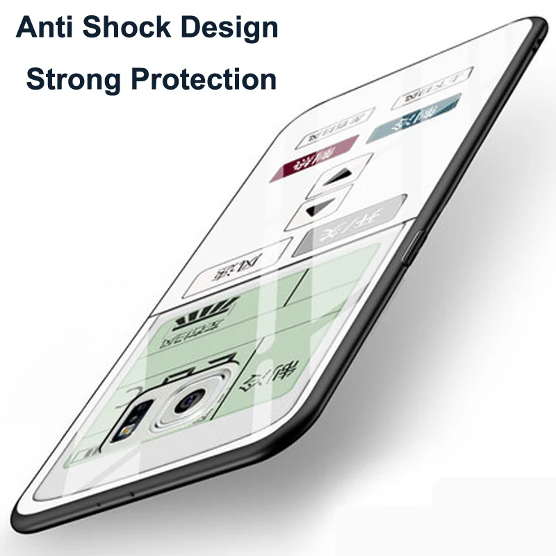 Чехол для Samsung Galaxy S6 задняя крышка из закаленного стекла с ретро-рисунком G920F G920V