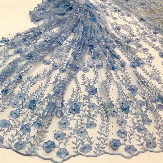 

New green African Lace Fabric,2018 Nigerian Laces Fabric,High Quality French Tulle Lace Fabric For Wedding 3D Applique Lace