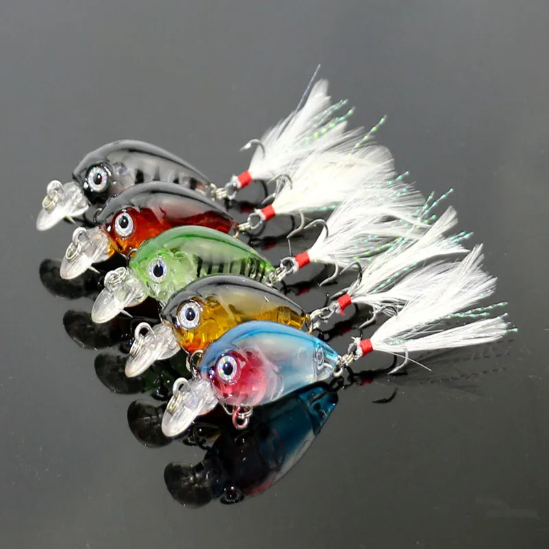 

ThunderShower 50pcs 4cm 4g Fishing Lures Crank Baits Mini Crankbait 3D Fish Eye