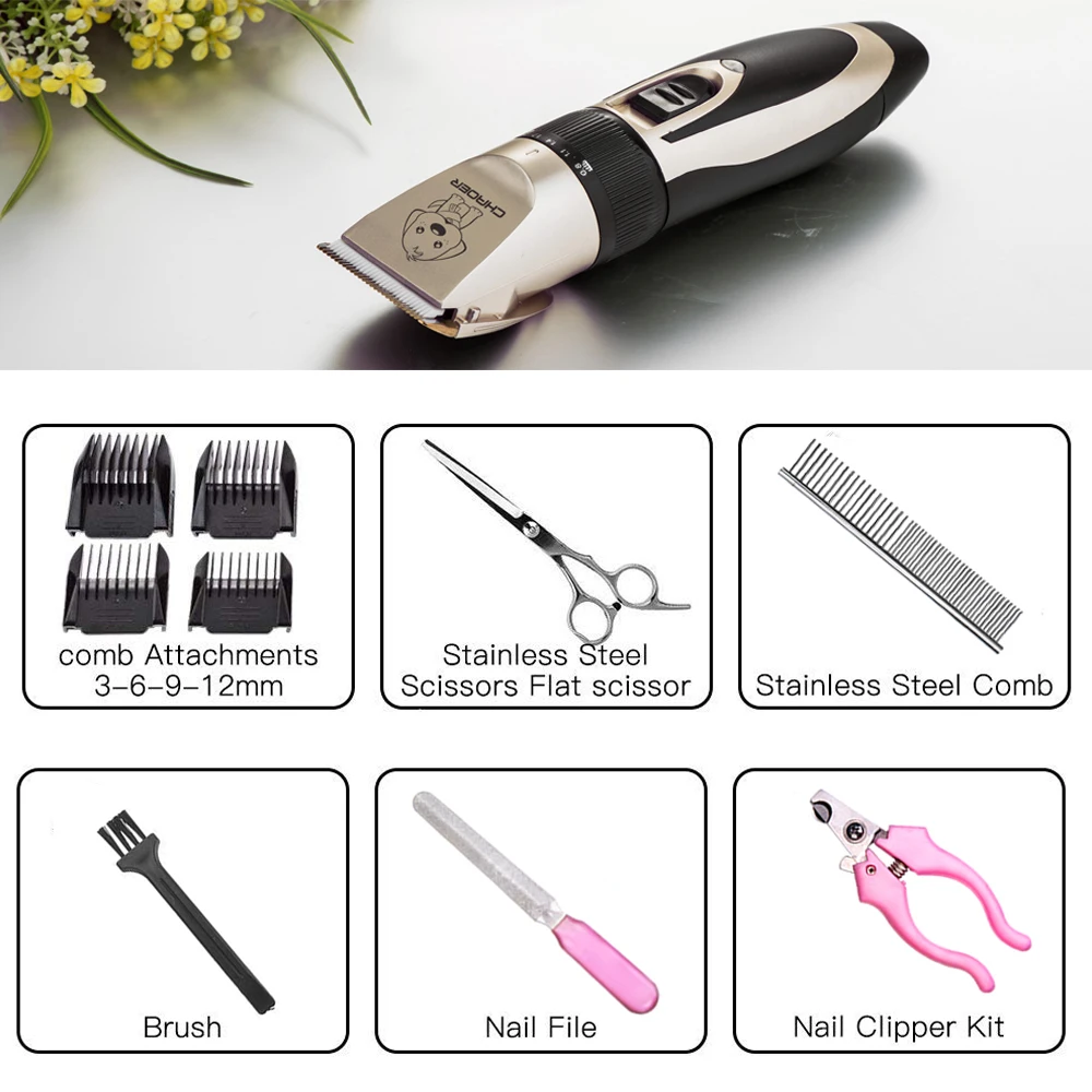Pet Dog Grooming clipper hair Professional Electrical Trimmer Rechargeable Grooming Tool Low-noise Pet Haircut Shave Machine Set