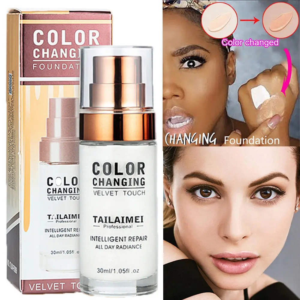 

TLM Colour Changing Warm Skin Tone Foundation Makeup Base Nude Face Moisturizing Liquid Cover Concealer Skin Tone Found