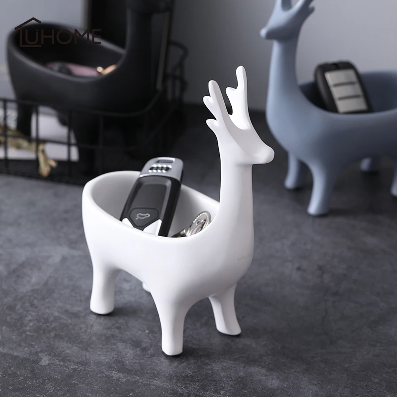 Креативный 3D держатель для автомобильных ключей в форме оленя дома из смолы и