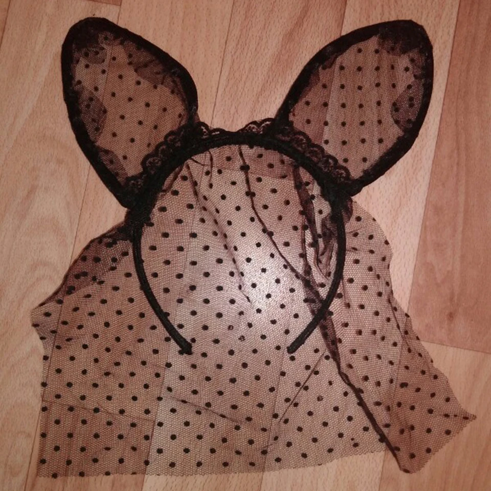 Сексуальные ободки с кошачьими ушками в черный горошек для женщин кружевная