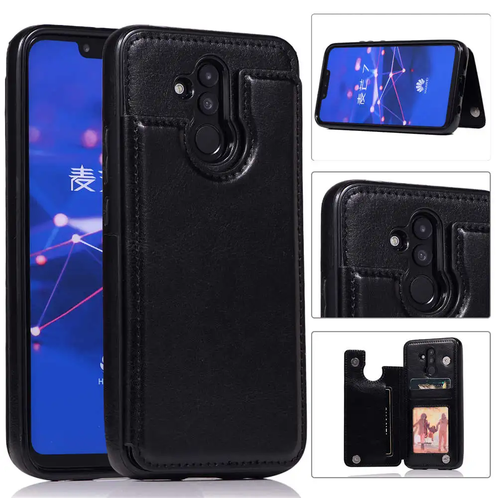 Ударопрочный чехол бумажник mate20 pro из искусственной кожи с откидной крышкой и