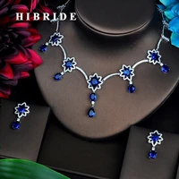 hibride blue aaa cubic zirconia jewelry sets for women fashion necklace set wedding dress accessories wholesale price n 446