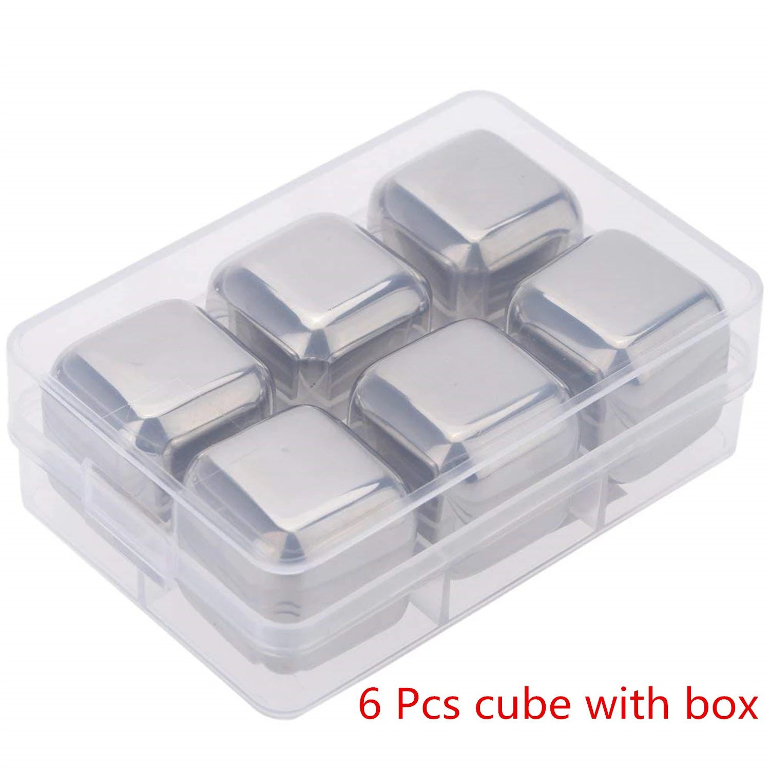 6 pcs Cube Нагрудный узор из нержавеющей стали кубики льда для Виски Бар Водка Виски охладитель пива, вина камни держатель охлаждающих кубиков в коробке чиллер инструменты - Цвет: 6 pcs Cube