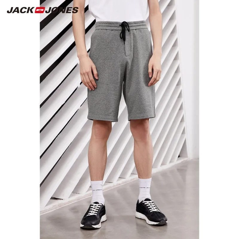 Мужские свободные хлопковые шорты JackJones с вышивкой на талии и завязками в