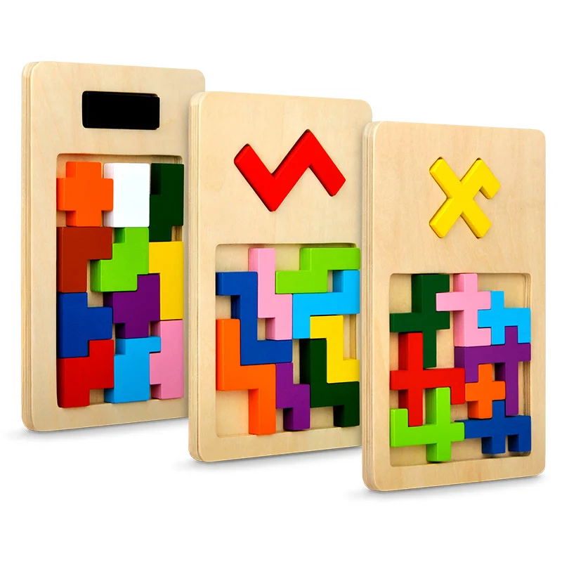 Цветной деревянный пазл MITOYS танграмма головоломки для детей развивающая игрушка