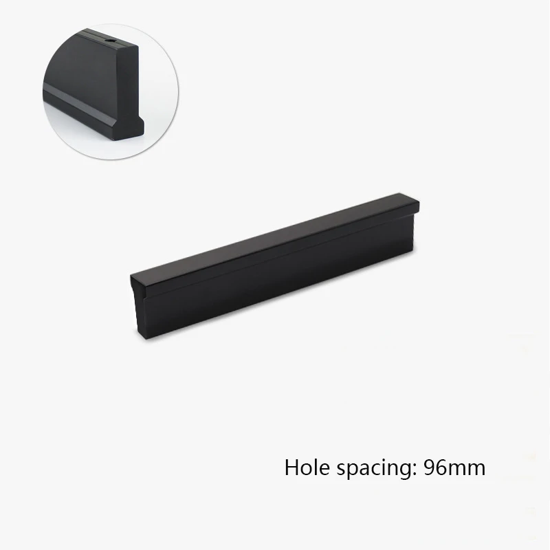 Elegant black CC96mm Местная черная ручка шкафчика из золотого алюминиевого сплава, современный минималистичный длинный тяга, мебель для спальни, шкаф для обуви, повышающая ручка - Цвет: Elegant black CC96mm