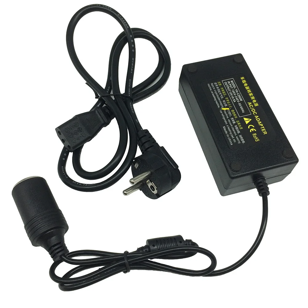 EU plug 5A 60 Вт автомобильный бытовой автомобильный прикуриватель адаптер переменного тока розетка 220 В переменного тока до 12 В постоянного тока преобразователь питания для домашнего использования инвертирующий