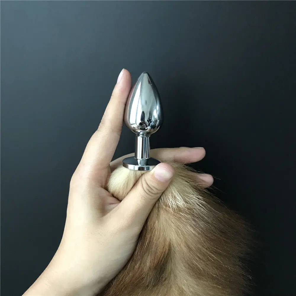 Magicfur-Кристалл коричневый натуральный Лисий Мех Хвост w 2,8x7 см штекер Забавный Косплей инструмент для ключей