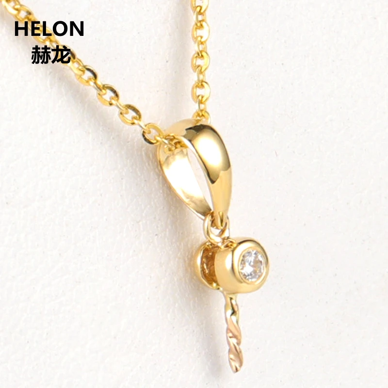 Solid 14k Yellow Gold 8-15mm Pearl Semi Mount Pendant for Women 0.026ct SI/H Natural Diamonds Fine Jewelry Setting | Украшения и
