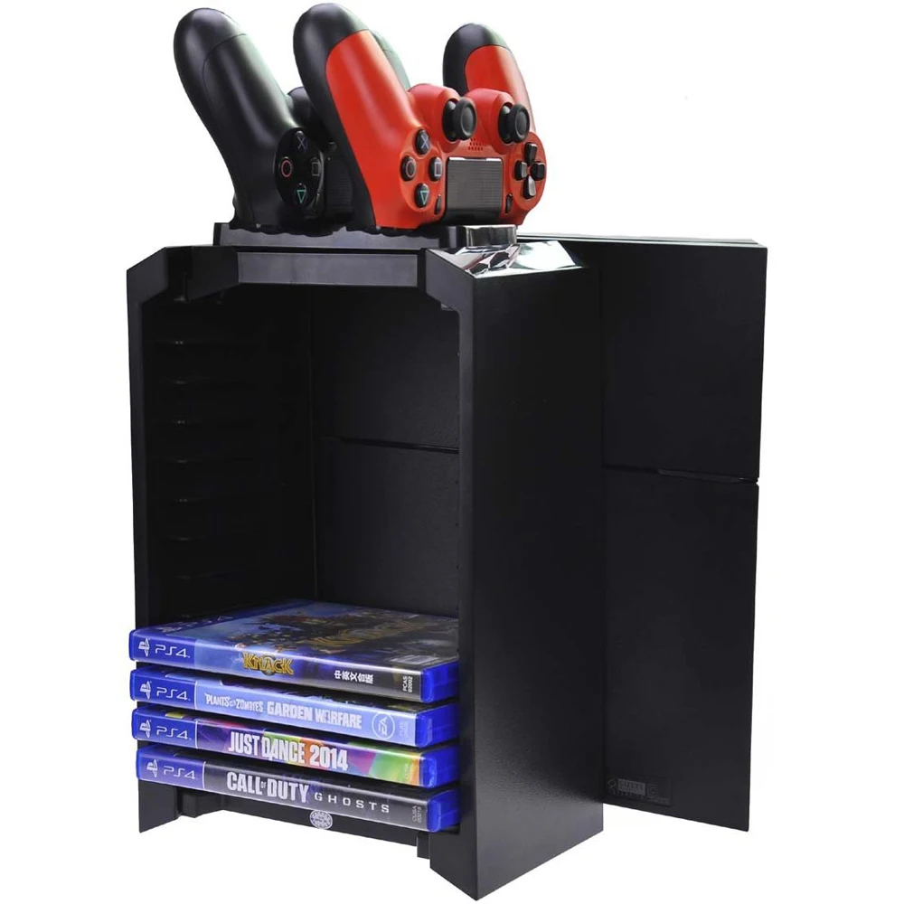 Зарядное устройство для PS4 Tower с 12 игровыми дисками Blue ray и двойным зарядным