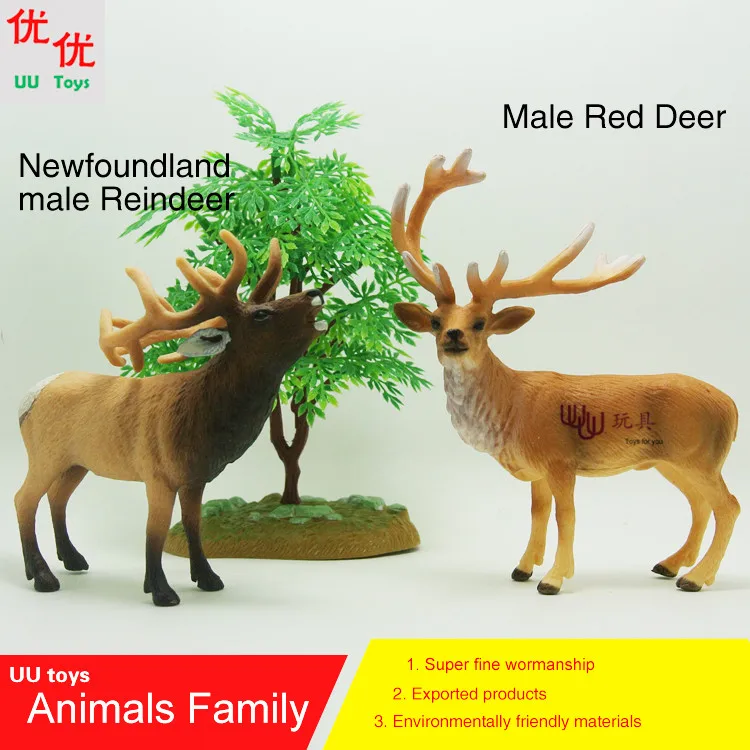 

Горячие игрушки: Newfoundland олень и красный олень (лося) семейный пакет моделирования модели животных детские игрушки детские фигурки
