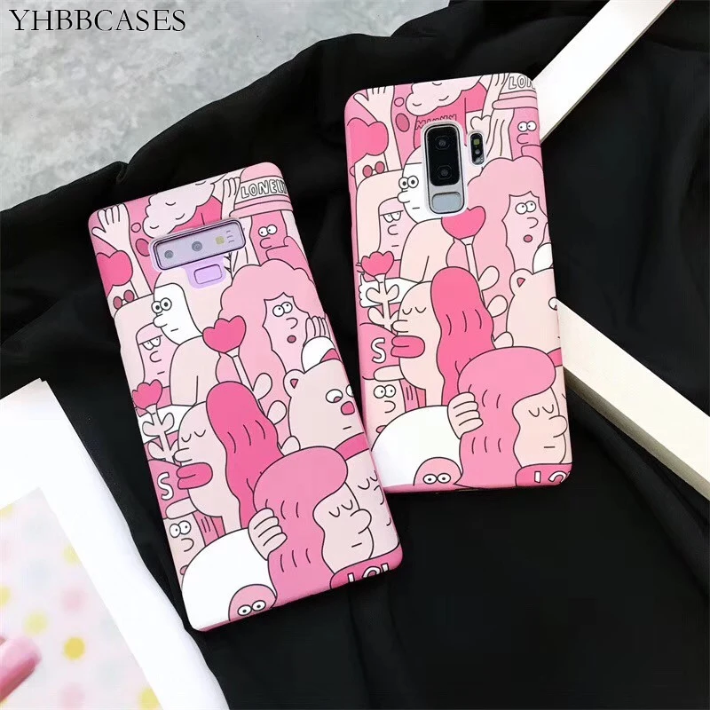YHBBCASES For Samsung S8 Plus Cases Fashion Woman Phone Case S9 Note 8 9 Pink Hard PC Back Cover Fundas |