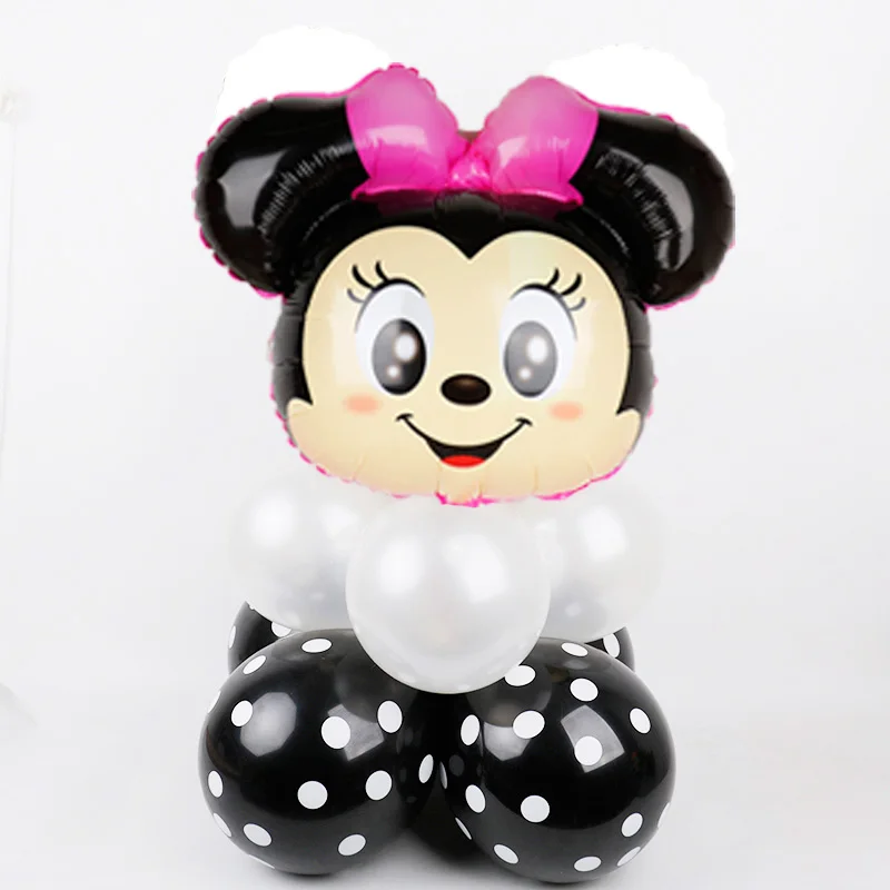 1 cute mini set Микки Минни фольгированные шары 1-й День Рождения украшения дети баллон номер 1 globos точка латекс детский игрушечный детский душ девочка - Цвет: 1 cute mini set