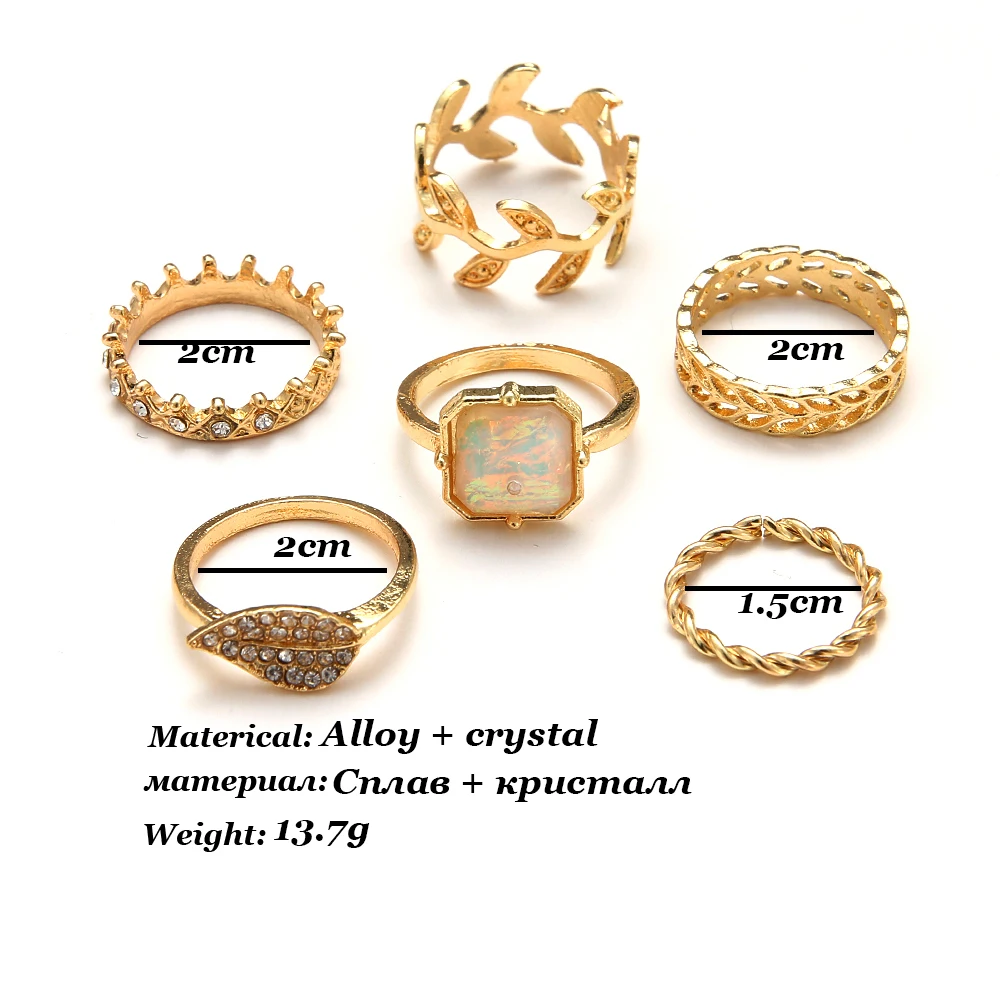 Bohemia Geometric New Fashion Vintage silver colour Gold Color Finger Rings Sets For Women Ladies Jewelry Drop Shipping | Украшения и